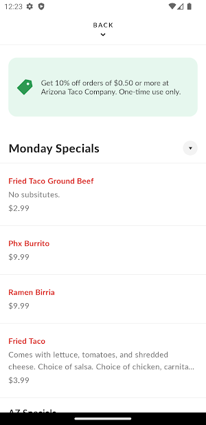 Arizona Taco Company Screenshot 2