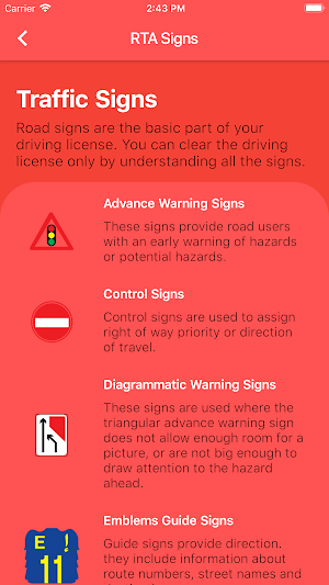 RTA Signal Test : Traffic Signs Screenshot 1