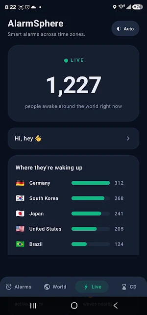 AlarmSphere: Global Timezone Screenshot 1