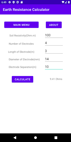 Earth Resistance Calculator Screenshot 2