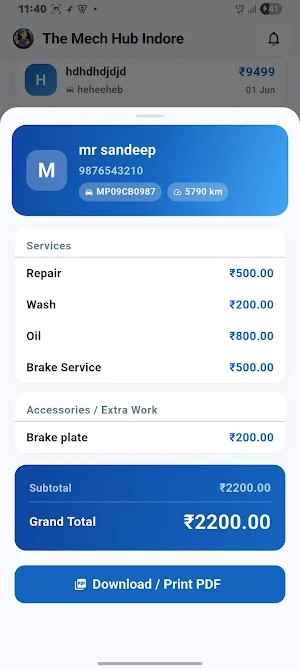 Garage Invoice – Billing App Screenshot 2
