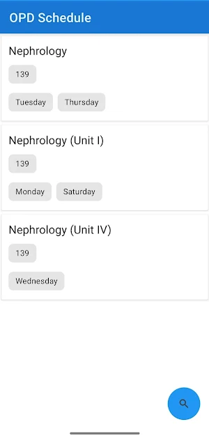 PGIMS OPD Schedule Screenshot 1