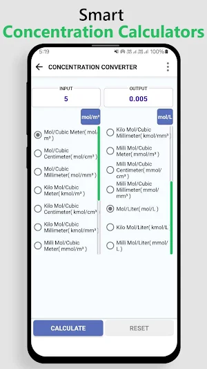 Concentration Calculator Screenshot 1