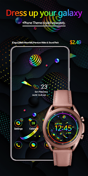 Black Wave Ball_Watchface Screenshot 3