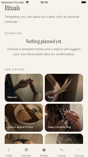 LunaCut: Lunar Hair Calendar Screenshot 1