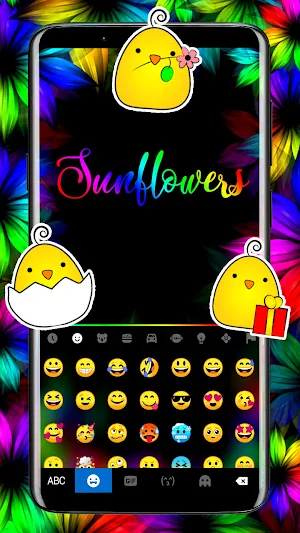Neon Sunflowers Keyboard Background Screenshot 2