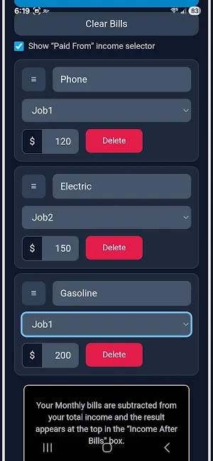 Income VS Bills - Budget+ Screenshot 2
