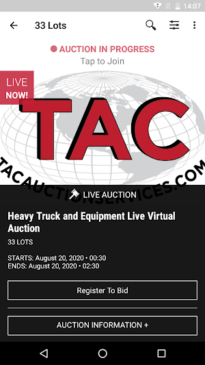 TAC Auction Screenshot 1