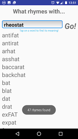 RhymeBook Rhyming Dictionary Screenshot 3