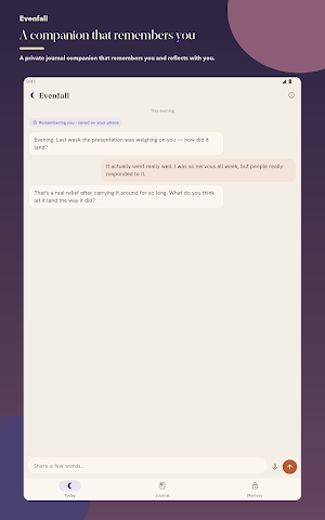 Evenfall: Reflective Journal Screenshot 3