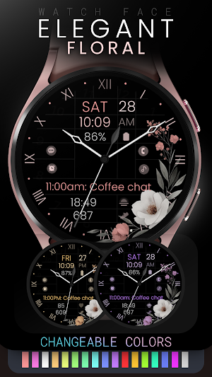 Elegant Floral Rose Watch Face Screenshot 2