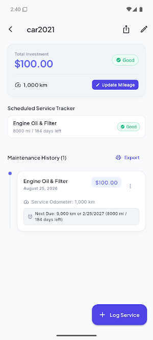CarLog: Auto Oil & Service Screenshot 1