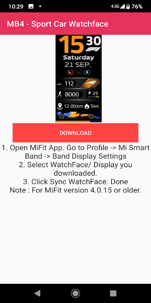 MB 4 Watch Faces - Sport Car WatchFace Mi Band 4 Screenshot 0