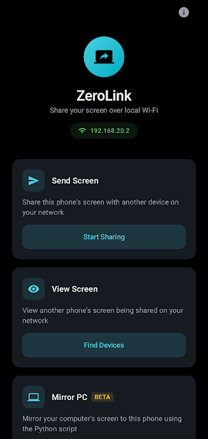 ZeroLink - Phone to phone cast Screenshot 0