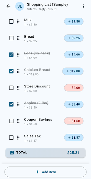 List Calculator Screenshot 1