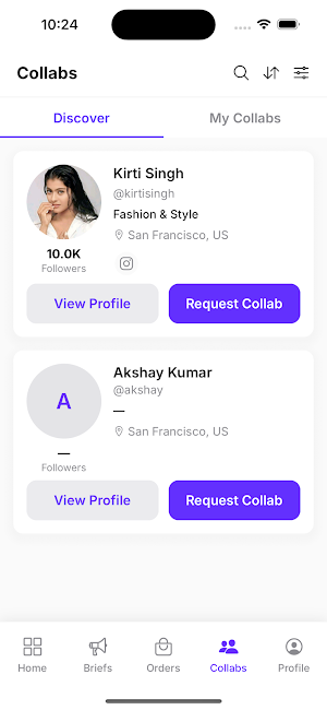 Collabar: Influencer App Screenshot 2