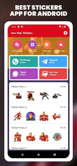 Iron Superhero Man Stickers Screenshot 0