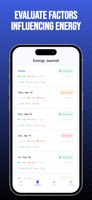 Daily Energy Level Log Screenshot 2