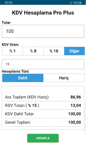 KDV Hesaplama Pro Plus+ Screenshot 1