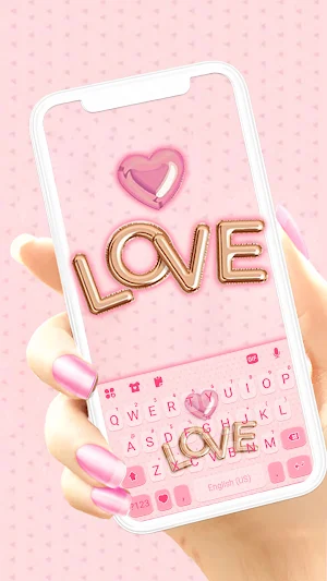 Pink Love Balloons Keyboard Background Screenshot 0
