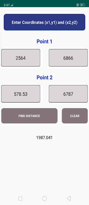 Distance between two points/coordinates calculator Screenshot 1