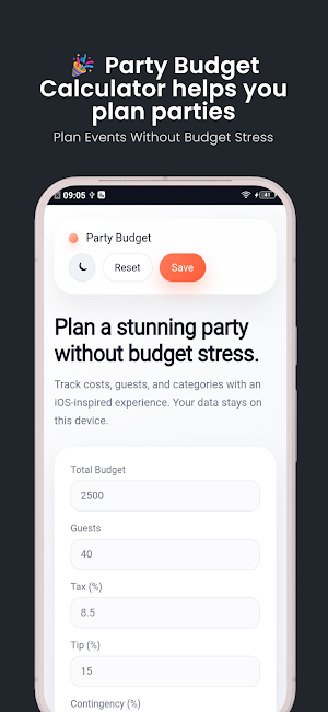 Party Budget Calculator Screenshot 0