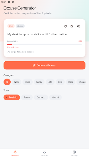 Excusio - Excuse Generator Screenshot 1