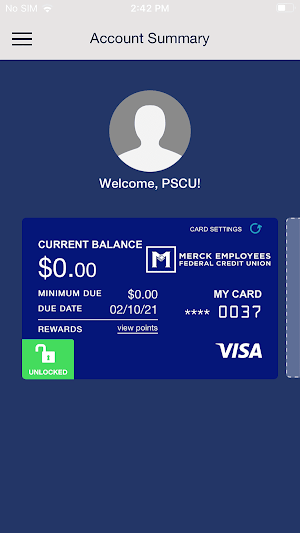 MEFCU Card App Screenshot 2