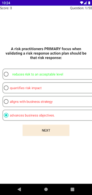CRISC Exam practice Question Screenshot 3
