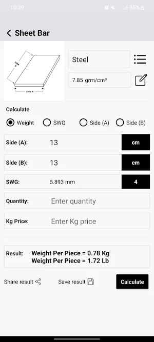 Gauge Calculator SWG Screenshot 2