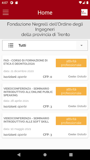 Fondazione Negrelli dell’Ordine degli Ingegneri Screenshot 0