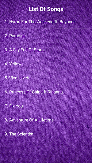 Hymn For The Weekend Hits Song Screenshot 0