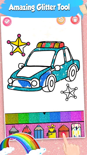 Police Toys Coloring Book Glitter Screenshot 3