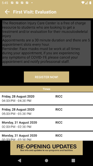 CU Boulder Rec Screenshot 2