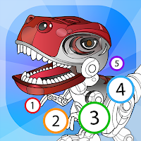 Dino Robot Coloring By Numbers