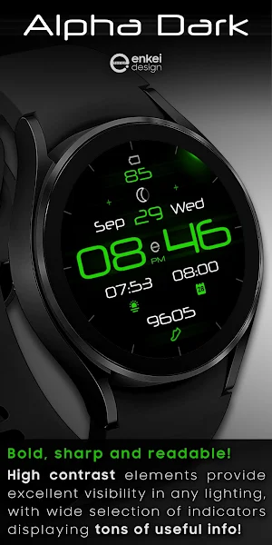 Alpha Dark - watch face Screenshot 2