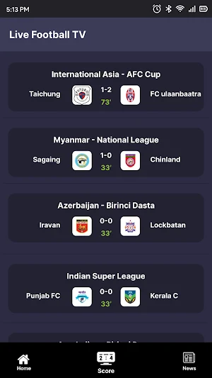 Football Live TV : Live Score Screenshot 1