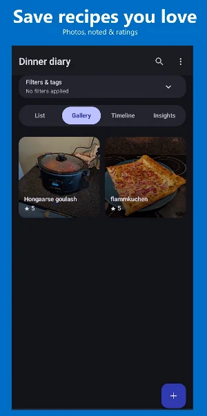 Dinner Diary - Meal&Recipe Log Screenshot 1