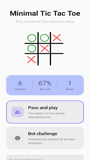 Minimal Tic Tac Toe Screenshot 0