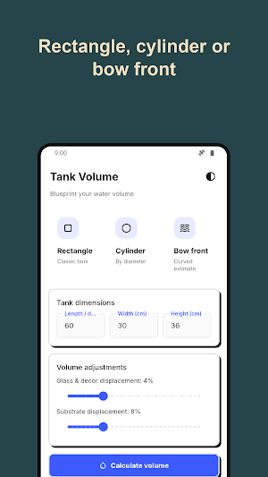 Aquarium Volume Calculator Screenshot 1