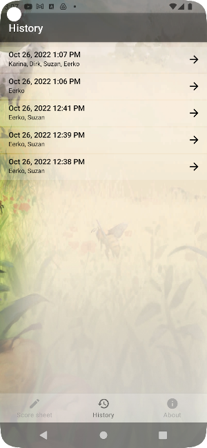 Applejack Score sheet Screenshot 2