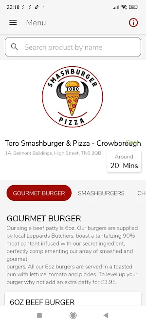 Toro Smash Burger Crowborough Screenshot 0