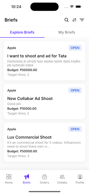 Collabar: Influencer App Screenshot 1
