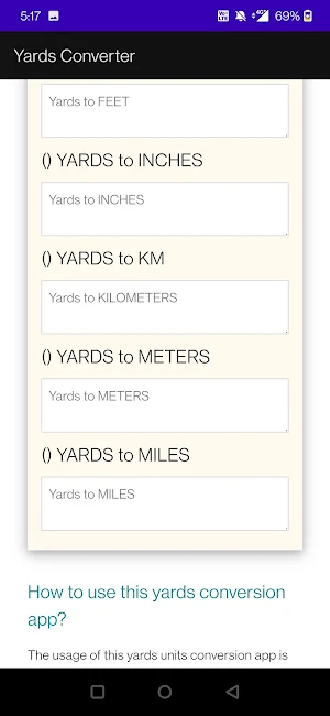 Yards Converter Screenshot 2
