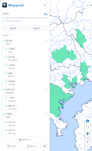 Mapsprink: Visited Districts Screenshot 2