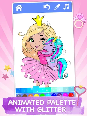 Animated Glitter Coloring Book - Princess Screenshot 1