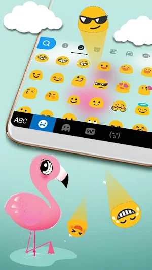 Cartoon Pink Flamingo Keyboard Theme Screenshot 2