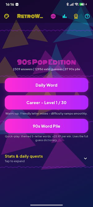 Pixel 90s Retro Word Game Screenshot 0