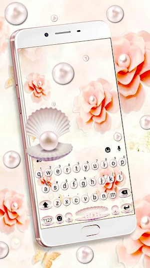 Pretty Pearl Flowers Keyboard  Screenshot 0