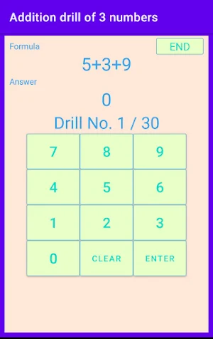 Addition drill of 3 numbers Screenshot 0